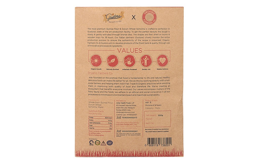 Organic Farmers Co. Quinoa & Semolina Pasta    Box  500 grams
